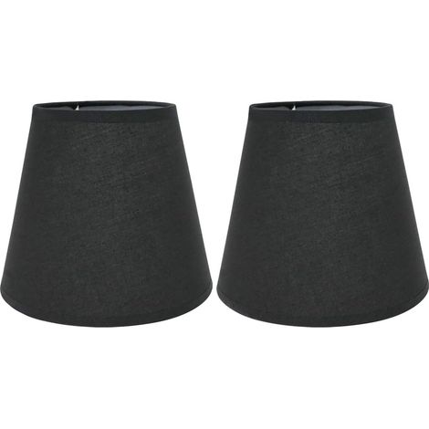 Lot de 2 Abat-jour E14 E27 Tissu Noir 10x14x16cm Pour Lampe Table Applique Murale Salon (1/5)