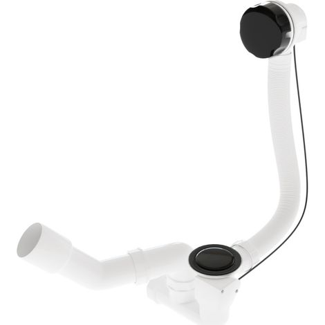 Sifón automático para bañera con rebosadero, negro mate, Besco (1/2)