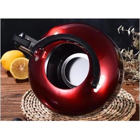 (Roter) Pfeifender Wasserkocher - SURENHAP - 3L - Edelstahl - Rot - Ergonomisch (1/4)