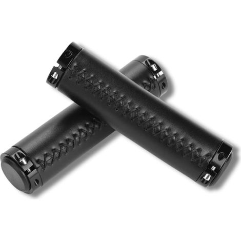 Manubrio per bicicletta, pelle PU, bici pieghevole, manubrio con serratura, 1 paio (nero) (1/5)