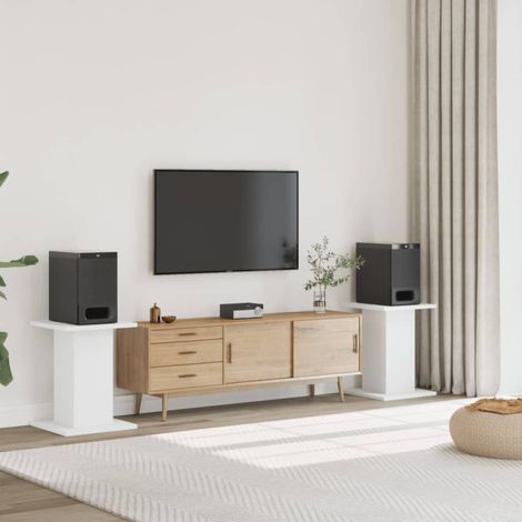 vidaXL Supports de haut-parleurs 2 pcs blanc bois d'ingénierie