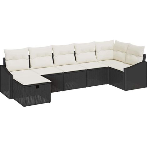 Sofa Set with Cushion 7 pcs Poly Rattan vidaXL