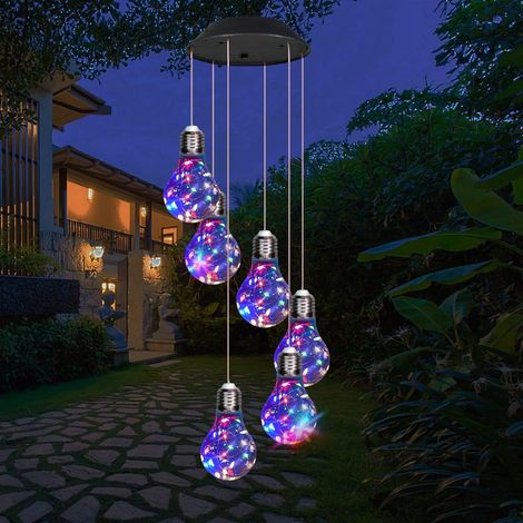 Guirlande Solaire à Clochettes - Lampe LED Suspendue avec Panneau Solaire - Pour Jardin Cour Arrière Terrasse - 1 Pièce (1/5)