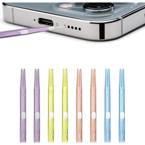 Kit Nettoyage Telephone - Ensemble de 8 Brosses Double Usage pour Nettoyage Telephone Portable, Nettoyant Prise et Haut-Parleur, Entretien Complet des Appareils Électroniques (1/5)