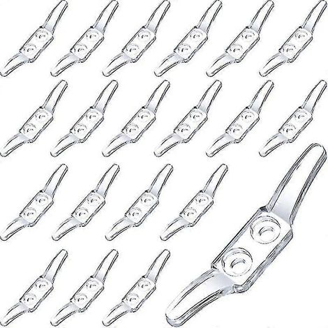 Lot de 20 taquets transparents pour cordons de stores, enrouleurs de cordons, fixations murales, crochets en plastique pour cordes de stores, rideaux et voilages. (1/5)