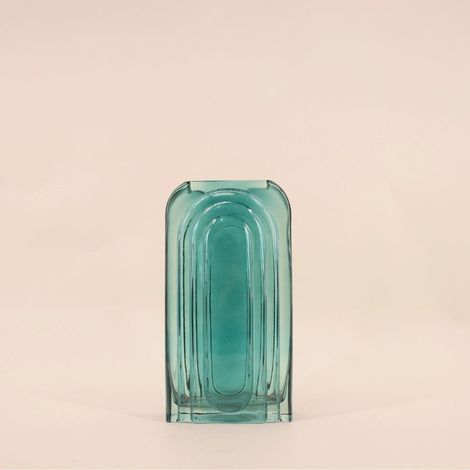 Vase verre vintage géométrique, H28cm