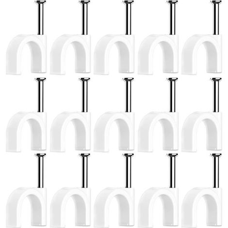 BelleRise - 100 pièces de cavaliers pour fils électriques, fixations pour fils électriques, attaches de câbles murales, clips de câbles (6 mm) (1/5)