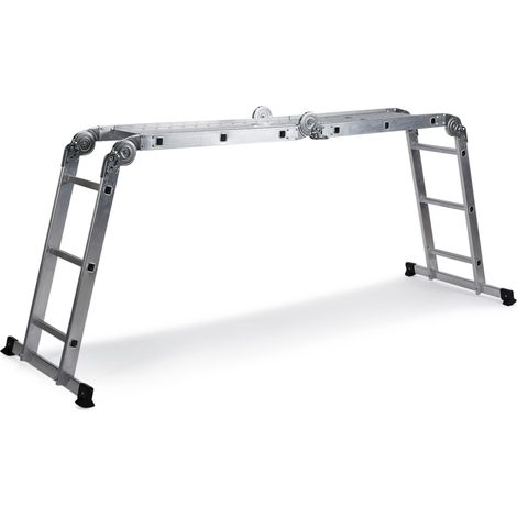 Mehrzweckleiter SOLID W3 Aluminium mit Stahlplattform silber hjh OFFICE (1/5)