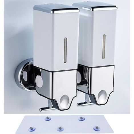 Contenitore trasparente da 1000 ml per sapone liquido, shampoo e doccia, con foro di fissaggio, per bagno, cucina, mercato e hotel (bianco, 1000 ml), disponibile nelle versioni senza foro e con foro d (1/5)