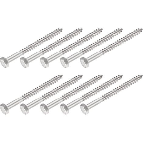 Hex Tirefond Vis (M6x75mm)10pcs, 304 Inox Acier Autotaraudeurs Bois Boulons - pour Ménage Applications (1/5)