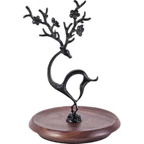 Support à bijoux en forme de cerf, organisateur de bijoux pour arbre, noir (1/5)