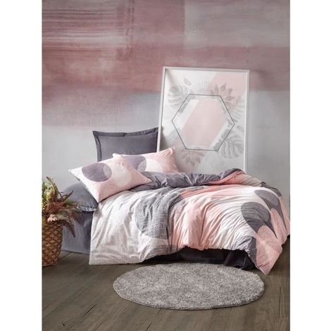 Bettwäsche - 1 Bettdeckenbezug 220 x 240 cm + 2 Kissenbezüge 60 x 60 cm - 100% verstärkter Baumwolle - Grau