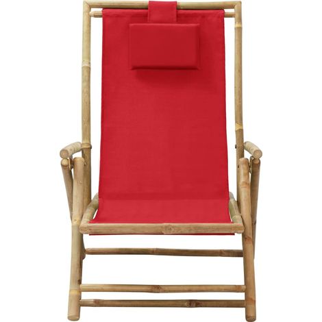Maison Exclusive - Relaxstuhl Verstellbar Rot Bambus und Stoff