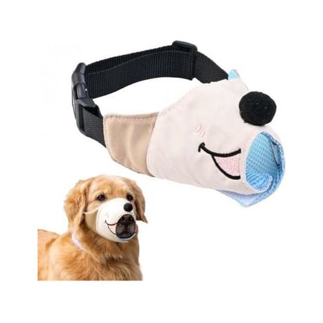 Bozal para perros，Bozal suave y transpirable con cierre de velcro ajustable，Antiladridos y antimordeduras (1/2)