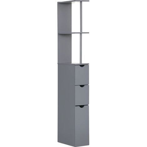 Colonne de rangement de salle de bain, gain de place, organisation polyvalente, Gris (1/5)