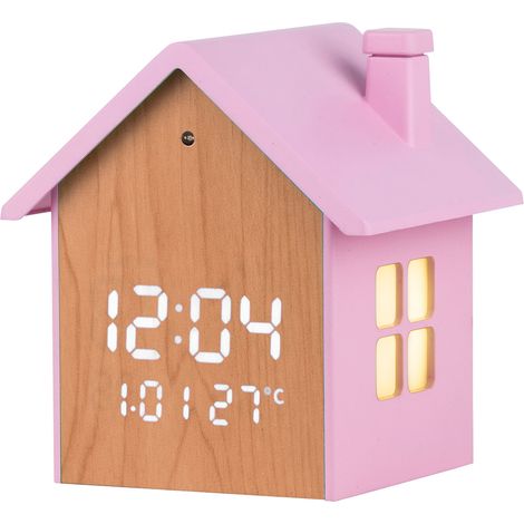 Lowell Orologio Sveglia Digitale Led Casetta Rosa Con Temperatura e Calendario (1/2)