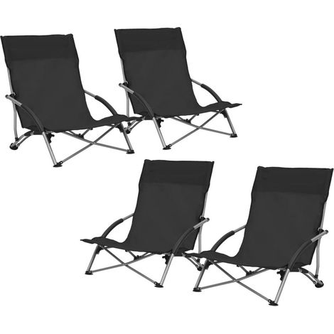 4 Chaises Pliables Basses Noires de camping ou de plage moderne et de qualité