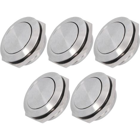 Interrupteur à bouton plat en acier inoxydable, 5 pièces, borne à vis étanche, accessoires d'alimentation 0-220V25mm (1/5)