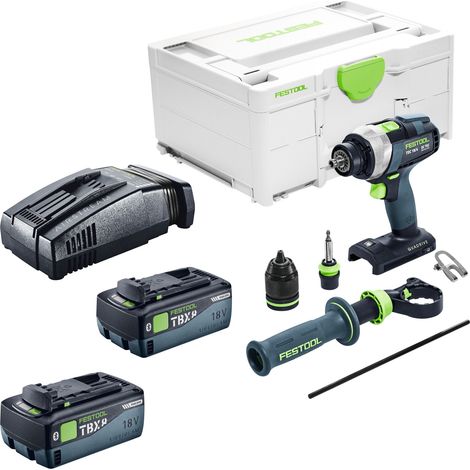 Taladro atornillador a batería Festool TDC 18/4 Basic 18 V 75 Nm sin escobillas + 2x batería recargable 8,0 Ah + cargador rápido + systainer