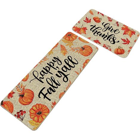 Tapis De Cuisine Automne - Tapis Antidérapant Lavable En Polyester - Pour Cuisine Salle De Bain Entrée - Lot De 2 Dimensions 40x60 cm Et 40x120 cm (1/5)