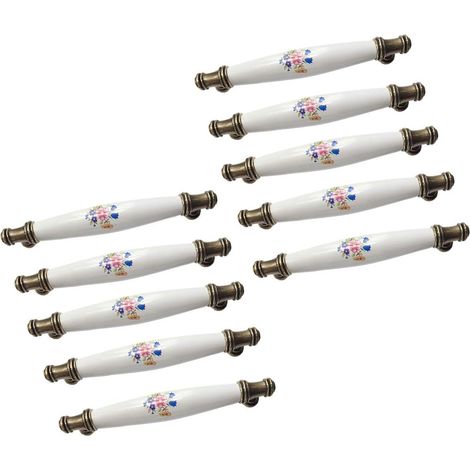 CCYKXA 10 Stück Schubladengriffe, Möbelgriffe, Bogengriffe, Keramikgriffe, Lochmitte zu Lochabstand 128 mm (Blue Morning Glory)