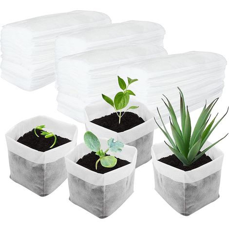 Packung mit 200 großen, biologisch abbaubaren Vlies-Pflanzbeuteln für Setzlinge, Blumen, Bäume und Gemüse – 20 x 25 cm (1/5)