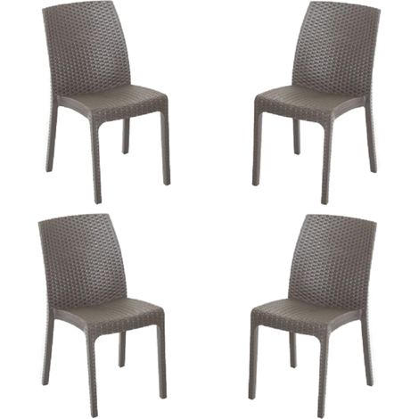 Sedia in polipropilene rattan per esterno VIRGINIA Caffe' set 4 pezzi (1/2)