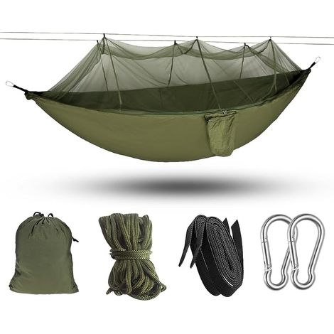 Hamac d'Extérieur avec Moustiquaire - Voyage Ultra Léger Nylon Parachute Séchage Rapide, Capacité 300 kg, 260 x 140 cm pour Camping Randonnée Jardin (1/5)