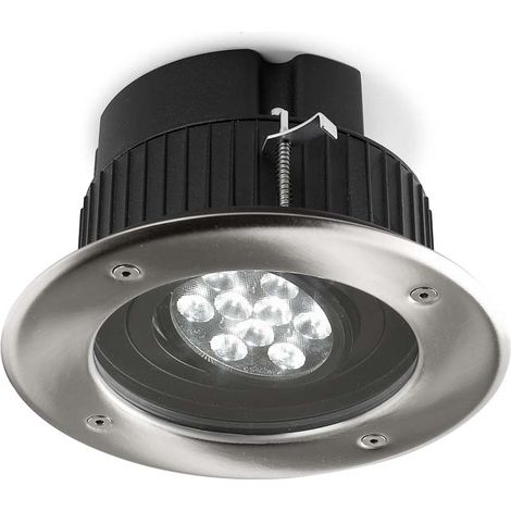 LedsC4 Gea - Downlight LED da Incasso LED 22W e 1820lm con Bianco Caldo 3000K. Diametro 19cm. Struttura in Acciaio. Uso Esterno IP66. Colore Acero