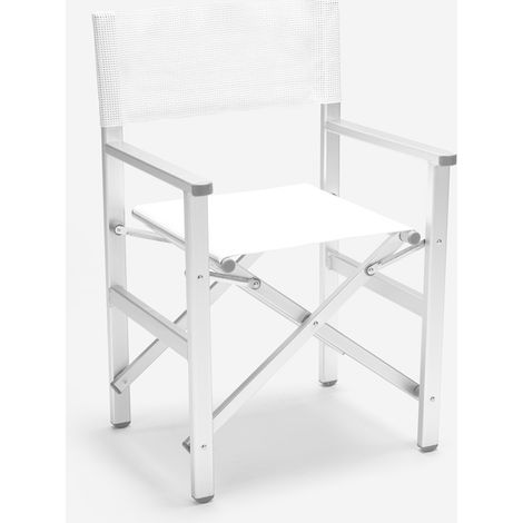 Silla de playa portátil plegable aluminio tejido especial Regista Gold - Blanco (1/5)