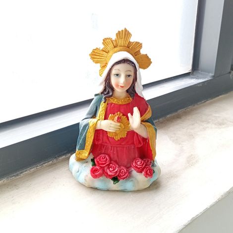 Buste de Vierge Marie 5 Pouces Résine Sculpture de Table Délicate Figurine du Cœur de Marie (1/5)