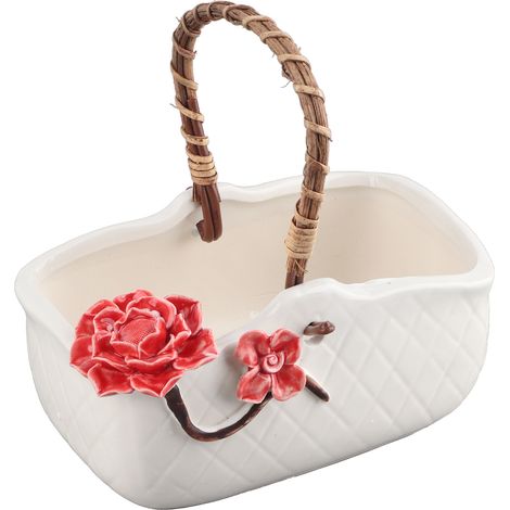 Pot de fleurs portable en rotin pour plantes succulentes, pot de fleurs créatif en céramique verte (1/5)
