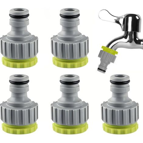 adaptadores para manguera de jardín, de plástico de 1/2" y 3/4", conector universal 2 en 1 para manguera de jardín, rosca para grifo. (1/5)