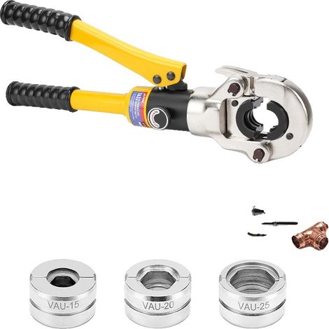 Herramienta de crimpado hidráulica, compatible con PEX / acero inoxidable / cobre, 15,75 pulgadas, negro / amarillo, VAU15 20 25 mm (1/2)