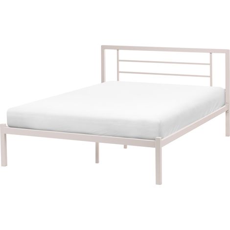 Cama moderna 120 x 200 cm de metal somier de listones de madera maciza beige claro Cusset (1/5)