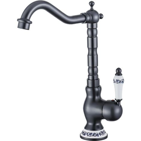 Rubinetto da bagno retrò, rubinetto da bagno in ottone anticato, rubinetto da bagno girevole a 360°, nero