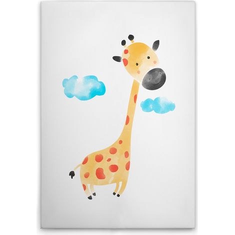 Leinwandbild Kinderzimmer Aquarell Giraffe M1-No.51423 - Kunstdruck auf Leinwand in Weiß Gelb - Wandbild 30 x 45 cm (1/5)
