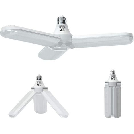Lampe Garage E27 45W, Blanc Froid 6500K 4000Lm Lampe Atelier Déformable avec 3 Panneaux Ajustables, éclairage Plafond LED, pour Garages, Entrepts, Gymnases (lot de 1)[Classe énergétique F], Ensoleillé (1/4)