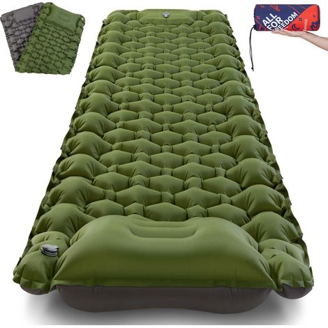 Matelas de camping auto-gonflant : matelas gonflable léger et compact – Matelas épais avec pompe à pied intégrée pour camping, randonnée, voyage (1/5)
