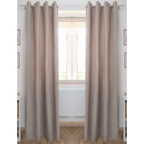 Lot de 2 rideaux occultant phoniques et thermiques chenille doublés polaire 140 x 240 cm "Osiris" Le fil d'Ariane - Osiris Taupe - (1/4)