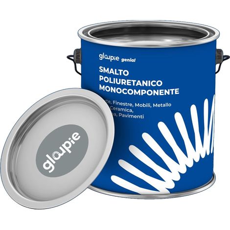 GLOUPIE GENIAL Smalto Poliuretanico Monocomponente Ad Acqua Per Interni Ed Esterni, Piombo Opaco, 0,75 Lt, Made In Italy