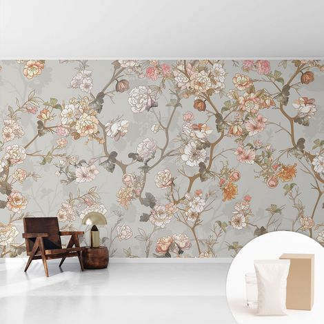 Papier peint intissé mural pour salon chambre à coucher tendance et originale - Colle incluse gratuite Motif romantique 416x254 cm (1/5)