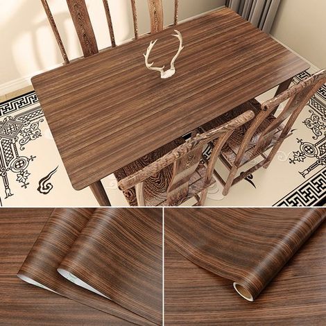 Cinta papel autoadhesiva aspecto madera muebles, rollo PVC, adhesivo decorativo cocina, adhesivos decorativos revestimiento pintado, 40 cm x 2 m (1/5)