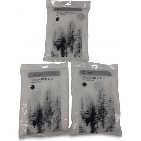 Lot de 3 - IDECO - Neige artificielle - 3L par sac - Décoration hivernale réaliste - Voir photos (1/2)