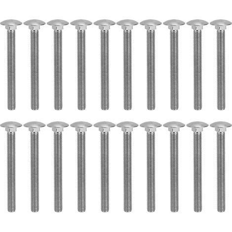 30 boulons M8x1,25, boulons de carrosserie à tête cylindrique carrée et filetage grossier en acier inoxydable A2, DIN603 M8x80