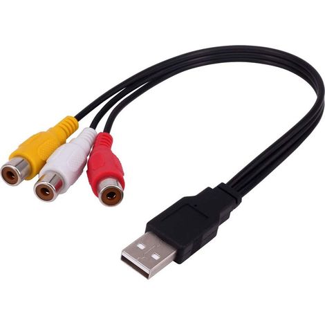 Câble USB vers 3RCA mâle 0,3 m vers 3 RCA Femelles Jack Splitter Audio Vidéo AV Composite Adaptateur pour TV/PC (1/4)