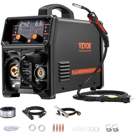 Poste à Souder MIG, 250 A, Machine de Soudage Synergique Soudeuse Portable MIG sans Gaz au Gaz MMA Lift MIG PLUSE 5 en 1, avec Technologie Onduleur IGBT, Écran LCD, Torche Lift TIG Non Incluse (1/5)
