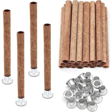 20 Stück spiralförmige Holzdochte für Kerzen, 4 x 0,32 Zoll / 100 x 8 mm, Holzdochtrohr – Holzfarbe