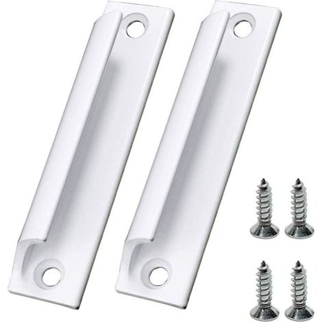 White Sliding Door Handle, Aluminum Furniture Handle, Window Handle with Screws, 2 Pack, YMYNY (1/3)