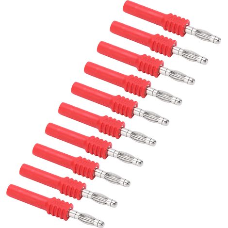 10 connecteurs banane J.20025, mâle 4 mm vers femelle 2 mm, adaptateur de tête banane pour multimètre, rouge industriel. (1/5)